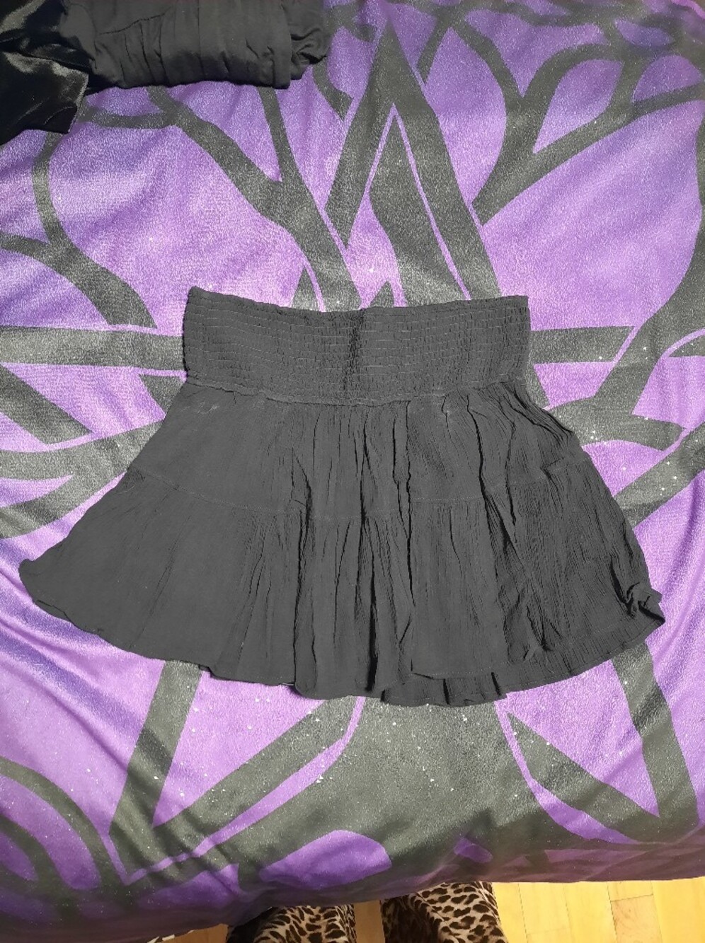 Ardene Black Smocked Waist Flared Mini Skort
